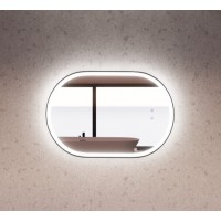 Oval 01 Led Mirror With Matte black Framed